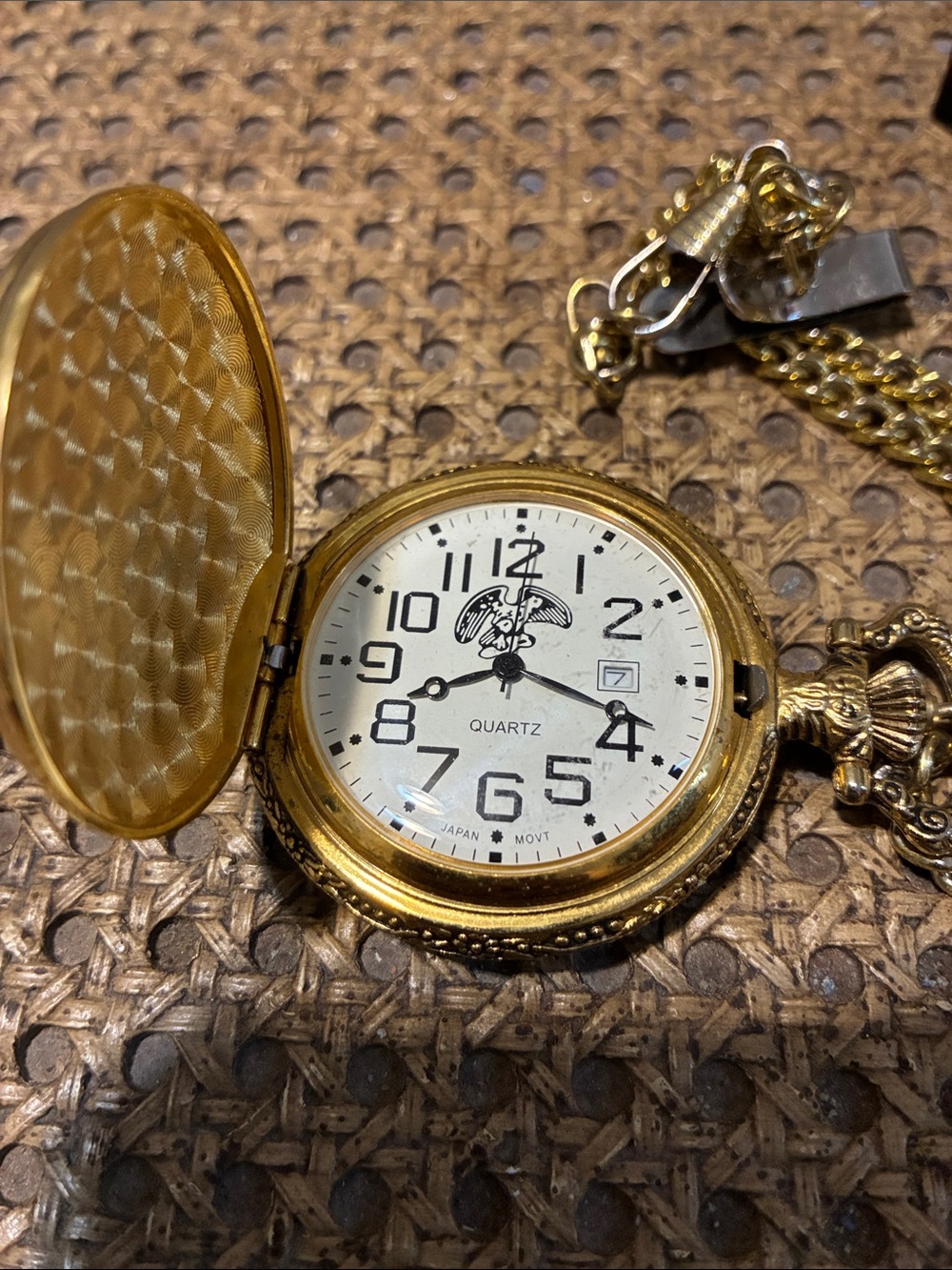 Gold Pocket Watch with White Dial